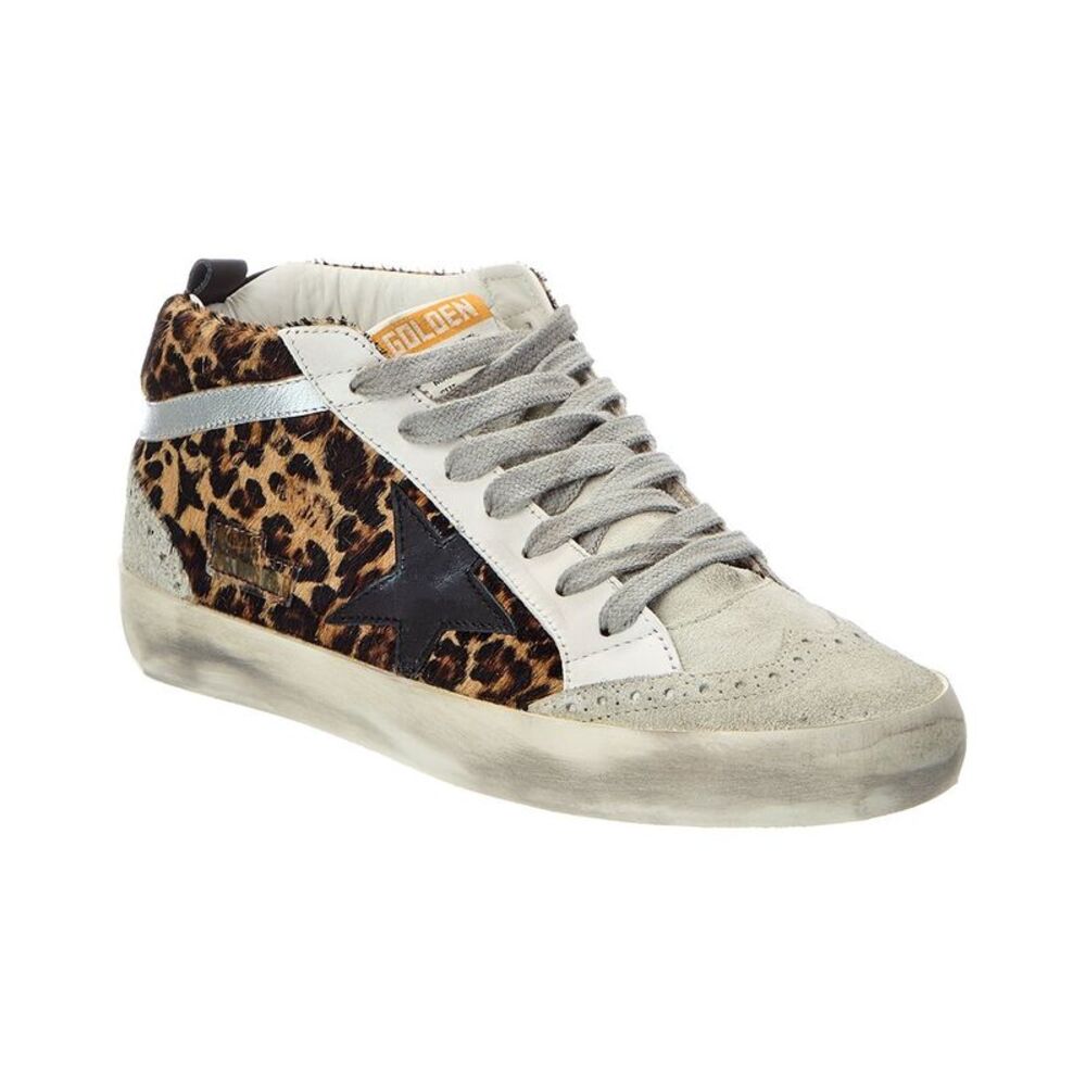 Golden Goose Mid Star Classic Leopard Horsy Leather & Suede Sneaker, Multi
